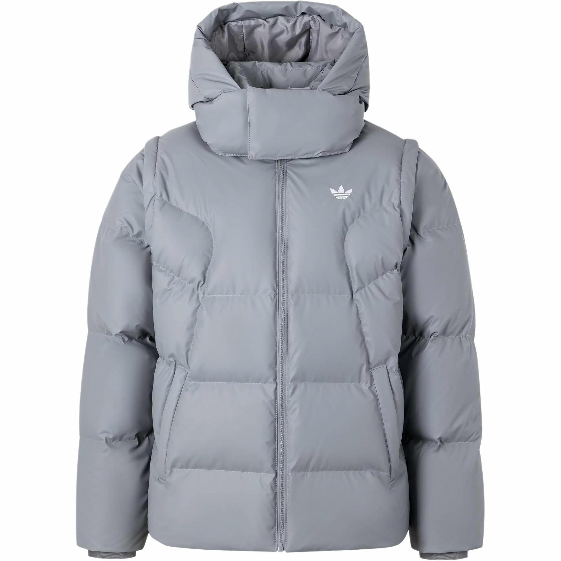 Order 阿迪达斯Originals ADC 2N1可拆卸连帽羽绒服 浅灰色 JW1365