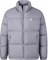 adidas Originals ADC BRD DJ Light Gray Logo Striped Stand Collar Puffer Jacket Unisex JW1368 adidas Originals ADC BRD DJ Light Gray Logo Striped Stand Collar Puffer Jacket Unisex JW1368