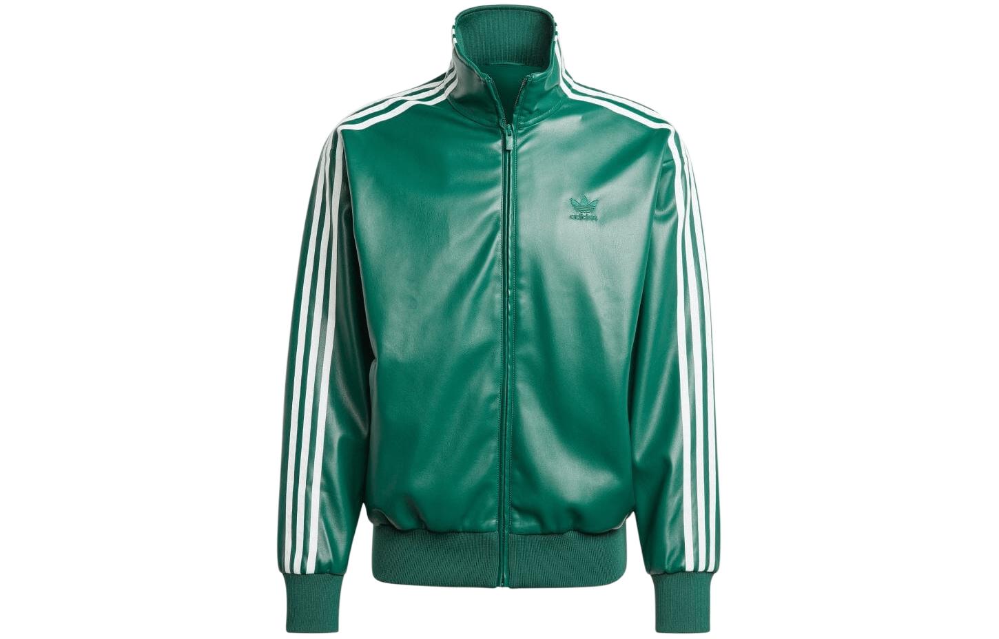 adidas Originals Adicolor 3-Stripes  Green Leather Track Jacket. IZ4032