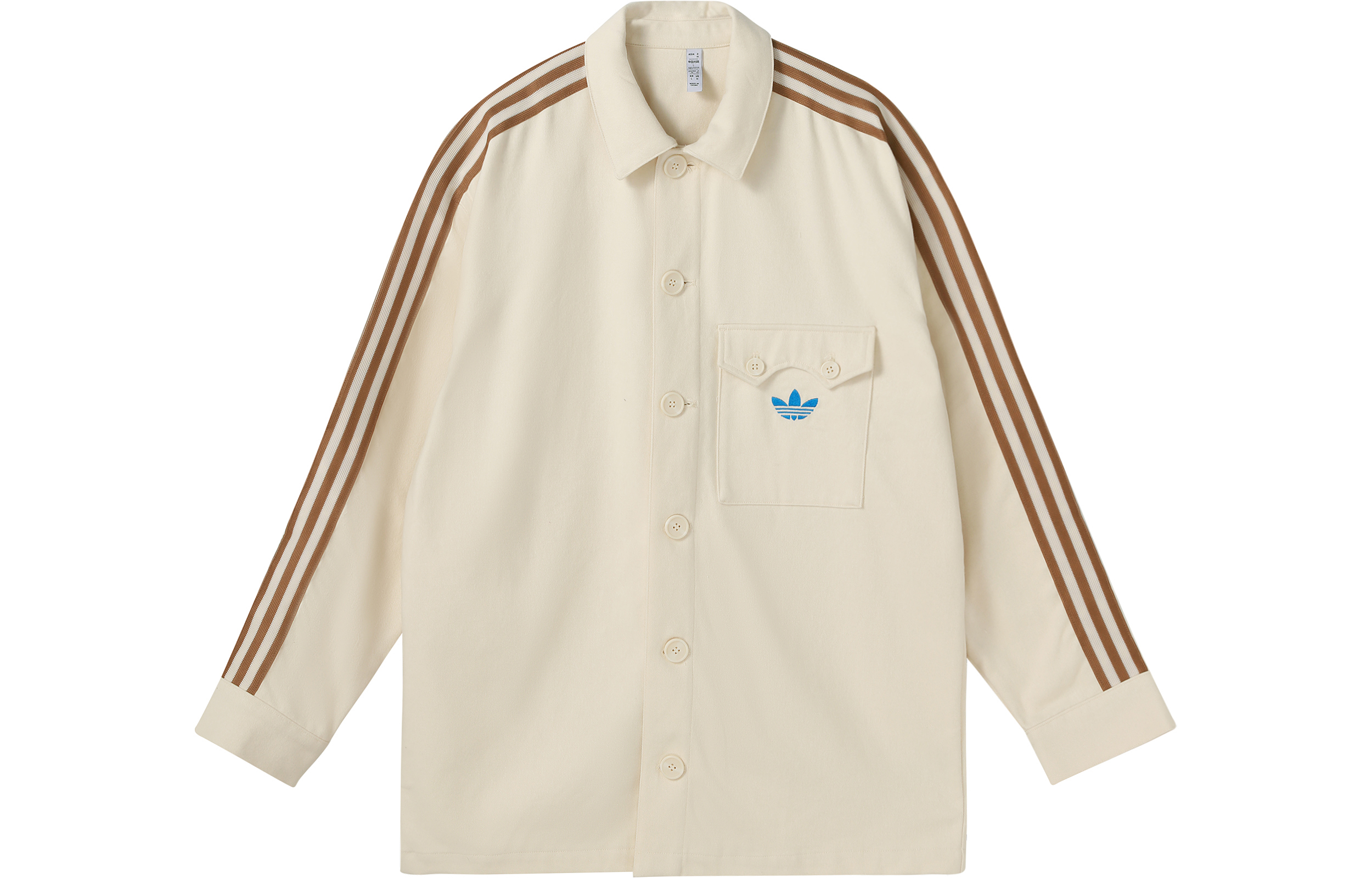 adidas Originals Adicolor 70s Beige Vintage Striped Button-Up Jacket Shirt  IP6988