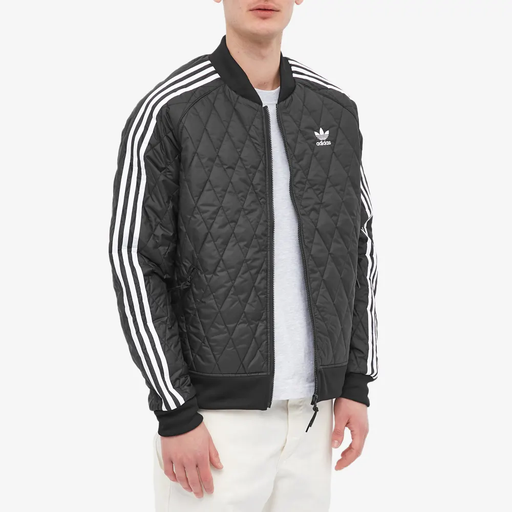 Shop adidas Originals Adicolor 黑色刺繡標誌保暖外套 H11439