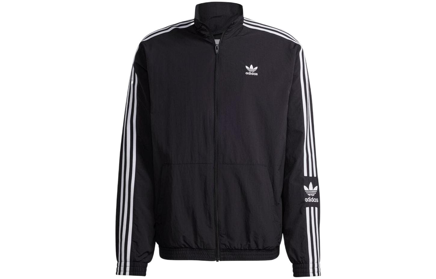 Order adidas Originals Adicolor 黑色復古三葉草標誌條紋運動外套 IA6359