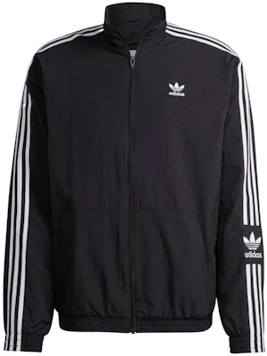 阿迪达斯三叶草经典黑色复古运动夹克带三叶草标志条纹 IA6359 Order 阿迪达斯三叶草经典黑色复古运动夹克带三叶草标志条纹 IA6359