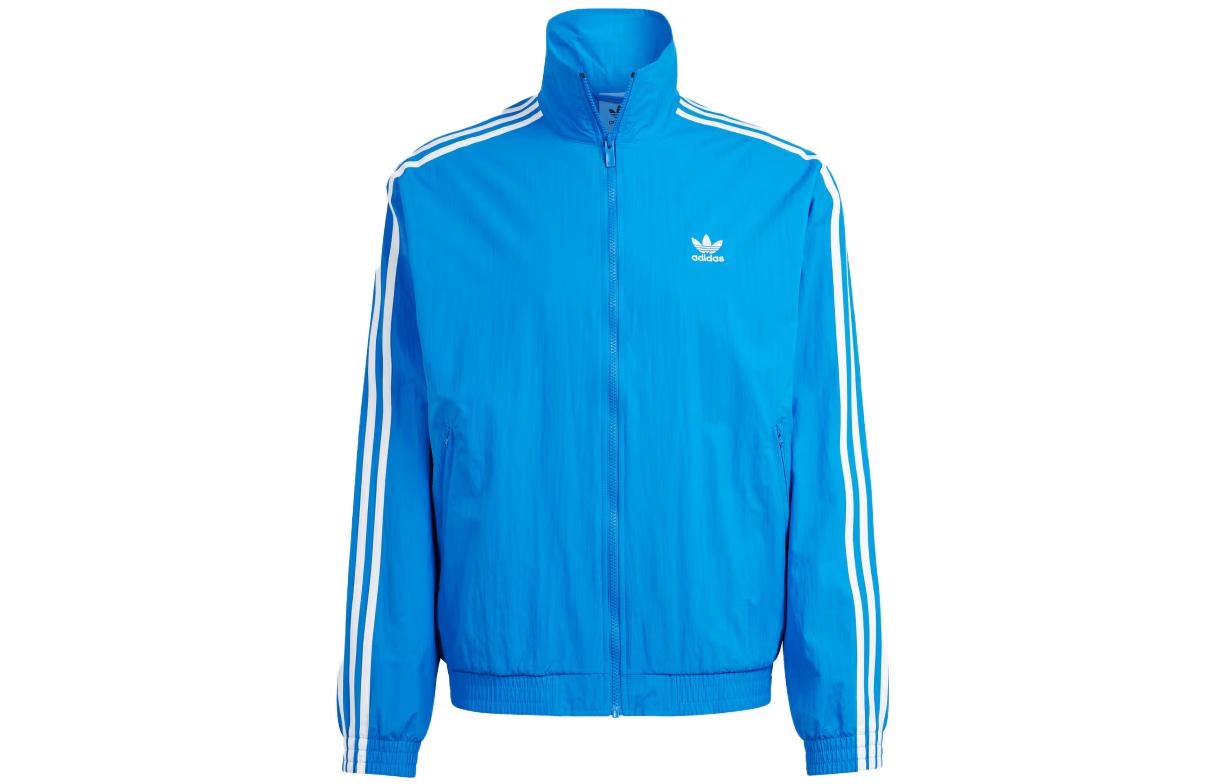 adidas Originals Adicolor  Blue Retro Striped Track Jacket with Zip-Up. IT2496
