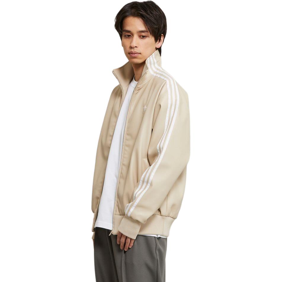 adidas Originals Adicolor Beige Faux Leather 3-Stripes Zip Jacket Long Sleeve IZ4036 圖 5