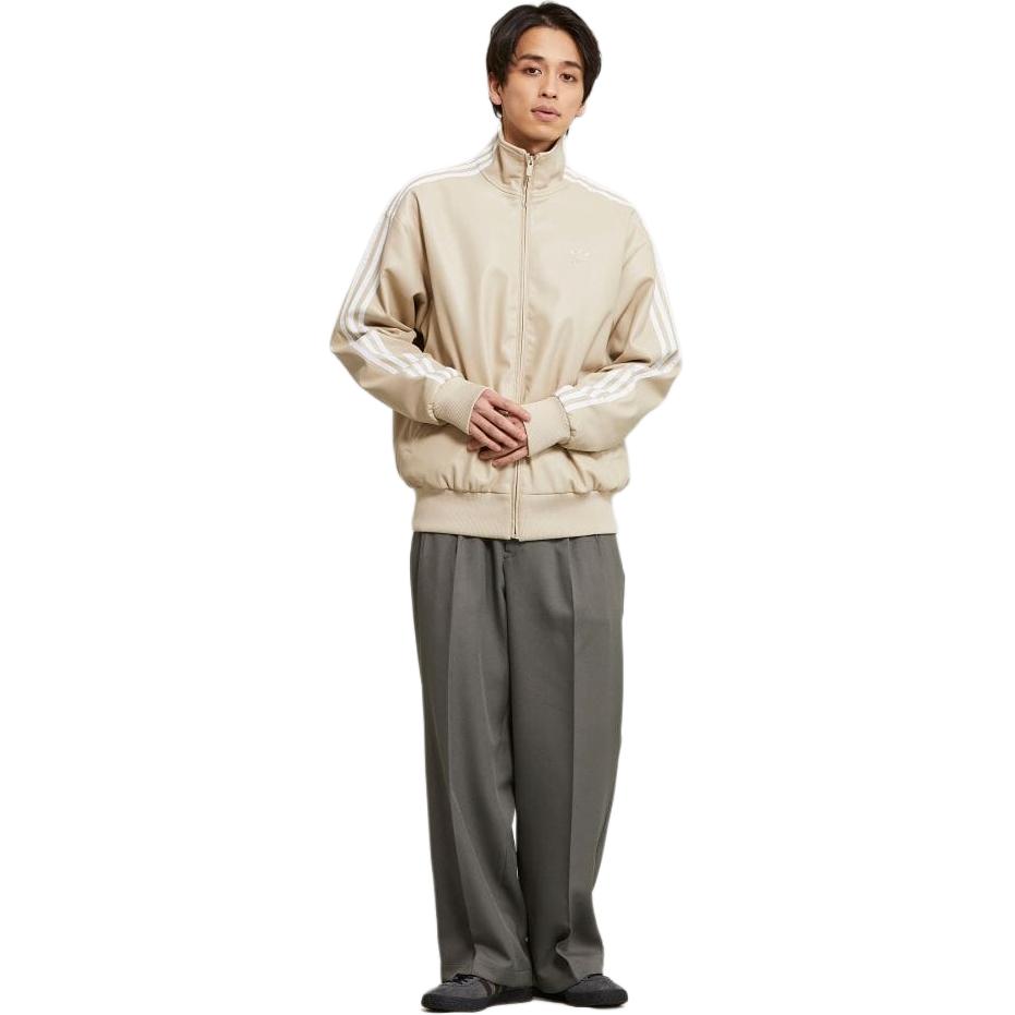 adidas Originals Adicolor Beige Faux Leather 3-Stripes Zip Jacket Long Sleeve IZ4036 圖 7