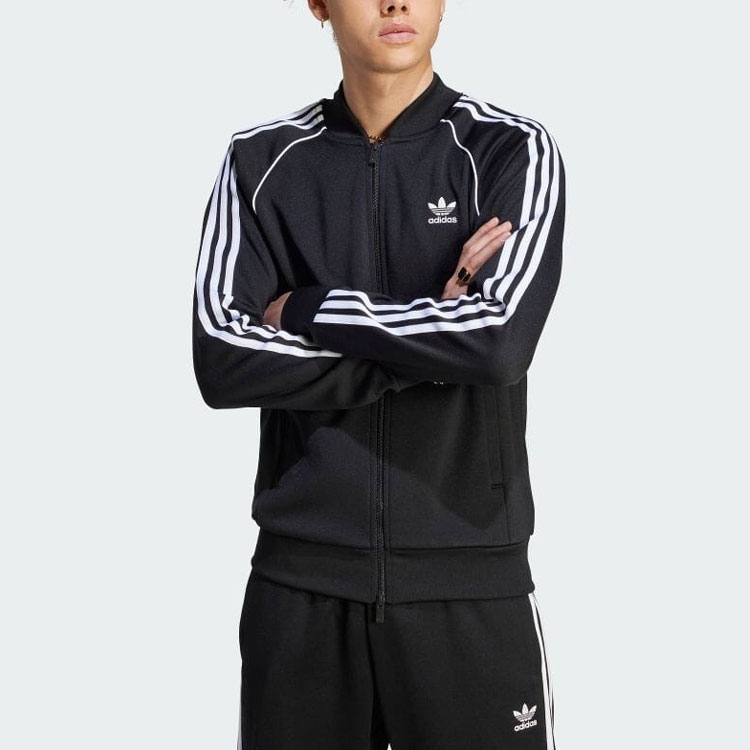 adidas Originals Adicolor Black Three-Stripes Logo Long-Sleeve Jacket IM4545 圖 3
