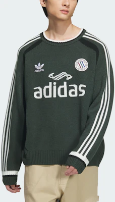 adidas Originals Adicolor FW24 Logo針織圓領長袖上衣 礦綠色 男女款 JL8364 Lookbook adidas Originals Adicolor FW24 Logo針織圓領長袖上衣 礦綠色 男女款 JL8364