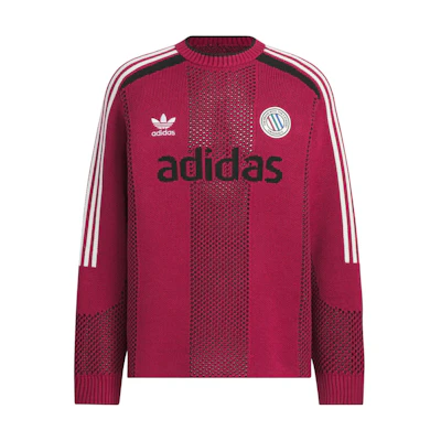 adidas Originals Adicolor FW24 Retro Logo Knit Pullover Sweatshirt Burgundy Red JL8362