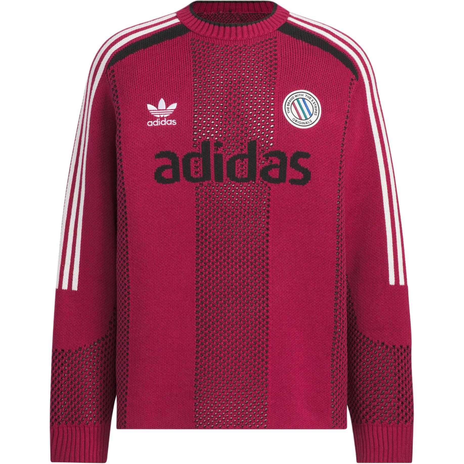 Order adidas Originals Adicolor FW24 Retro Logo Knit Pullover Sweatshirt Merah Burgundy JL8362