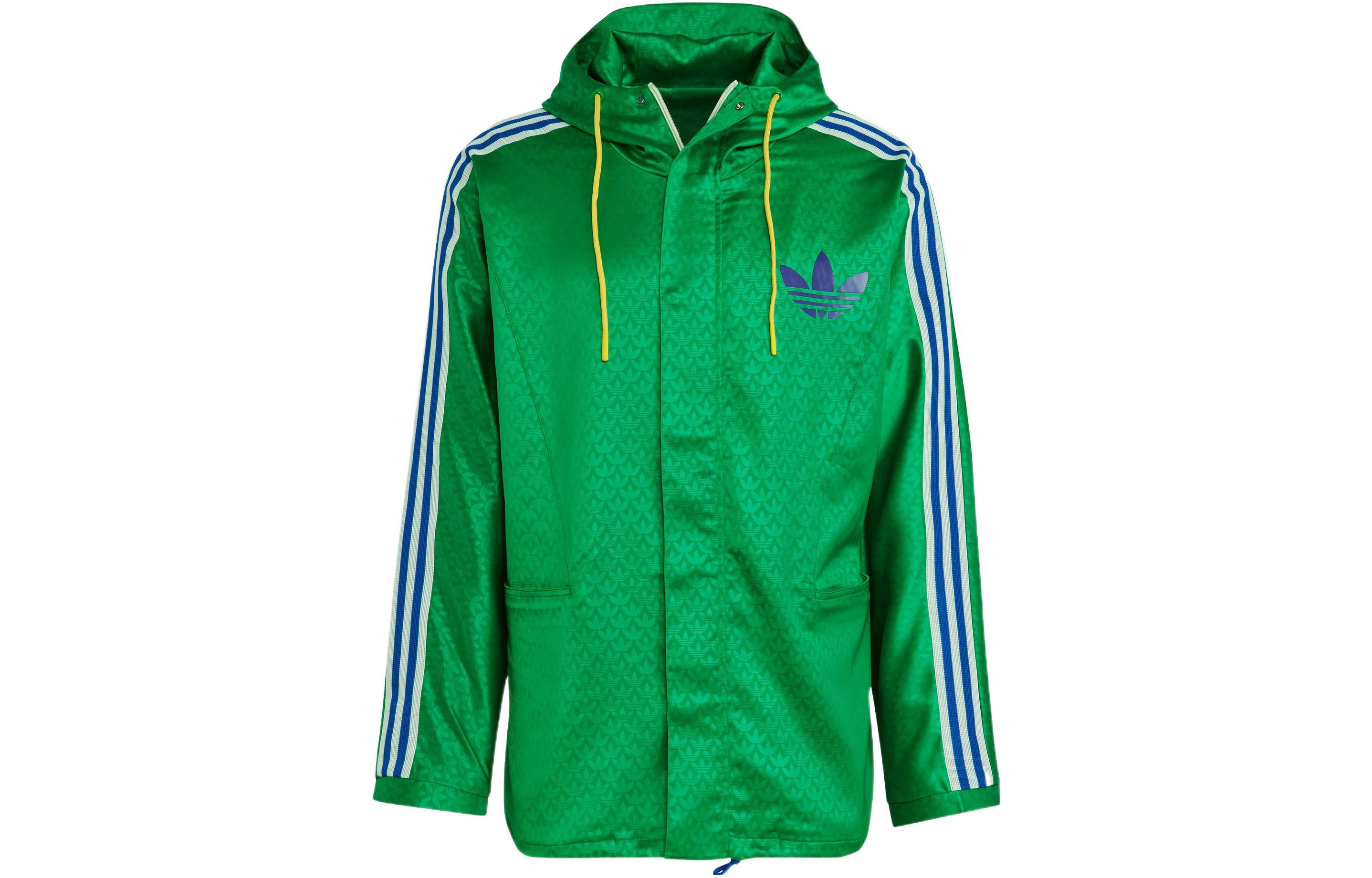 Order adidas Originals 綠色復古條紋風衣外套 IB3440