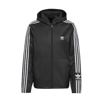 adidas Originals Adicolor Lock Up Embroidered Striped Hoodie Jacket Black HC2006