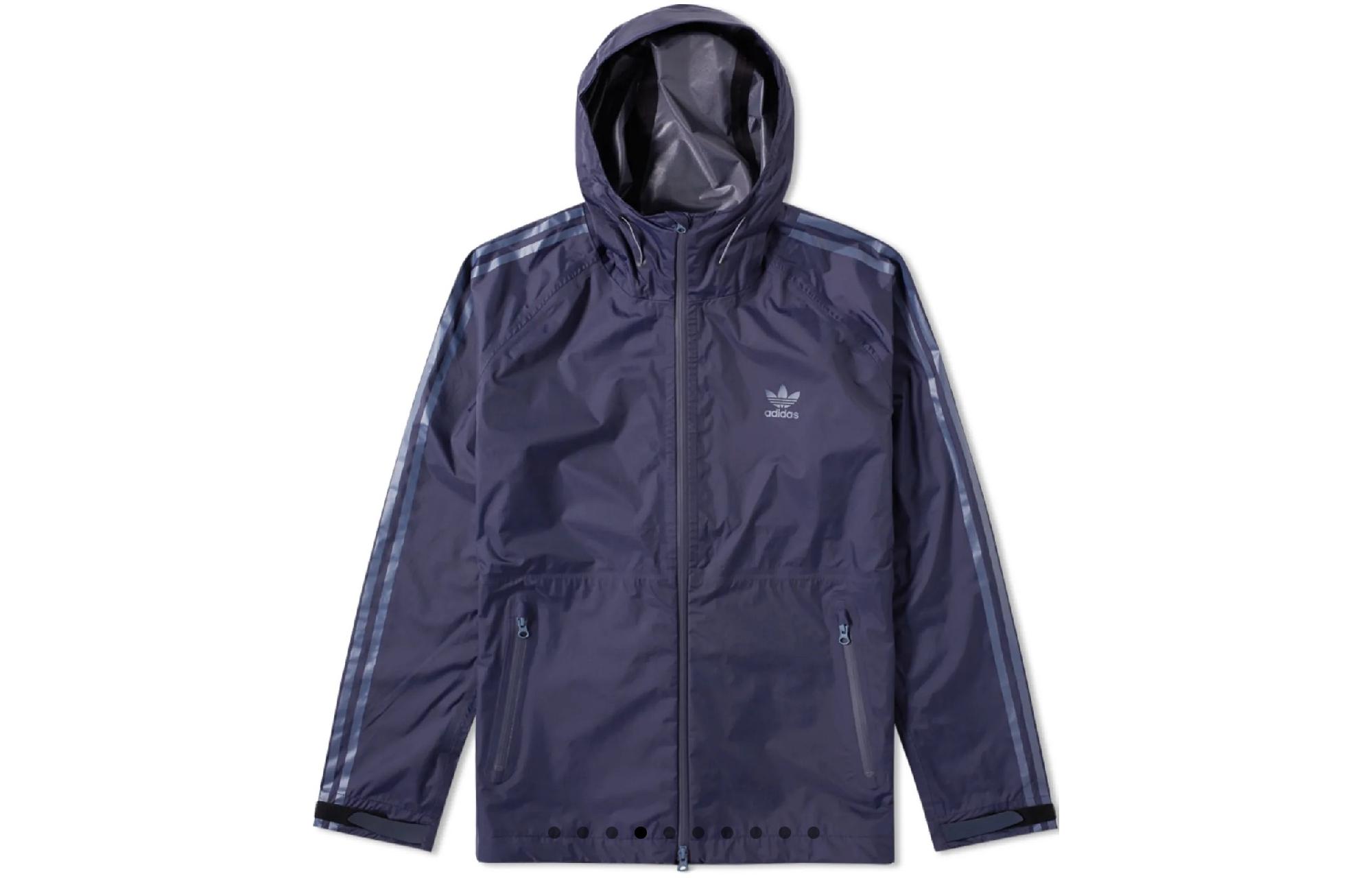 adidas Originals ADICOLOR Logo Print  Quick-Dry Hoodie Jacket - Navy Blue AZ1449