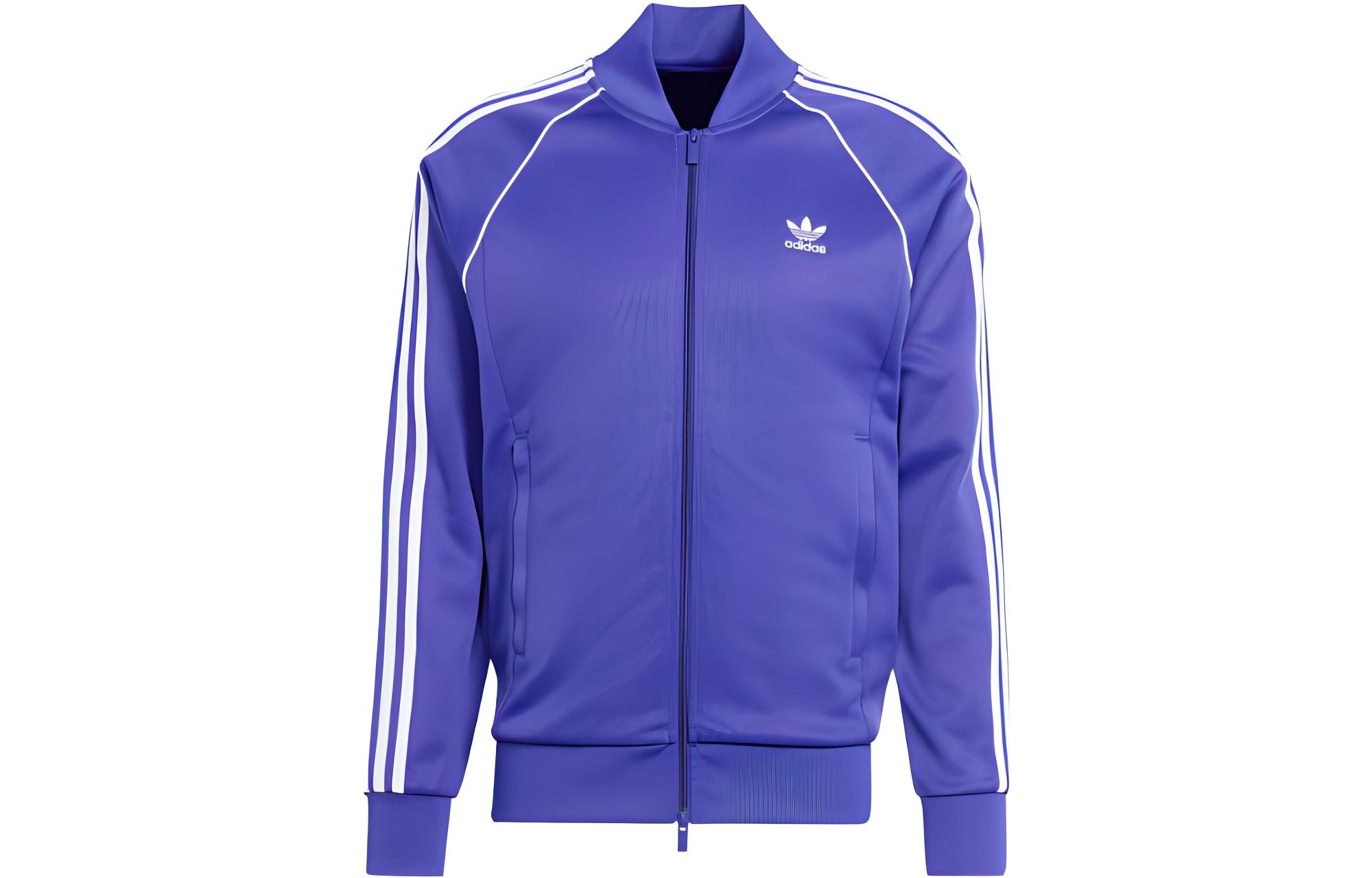 adidas Originals Adicolor Logo Print Straight Fit Breathable Jacket Men Blue IR9885