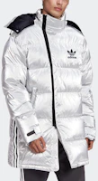 Shop Adidas Originals Adicolor 金屬銀色男士冬季羽絨外套 GJ6733