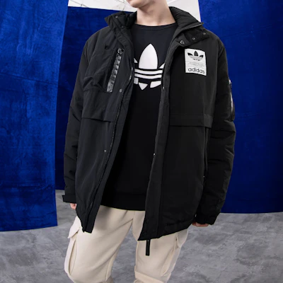 阿迪达斯三叶草ADICOLOR黑色羽绒夹克休闲运动外套 H66011 Shop 阿迪达斯三叶草ADICOLOR黑色羽绒夹克休闲运动外套 H66011