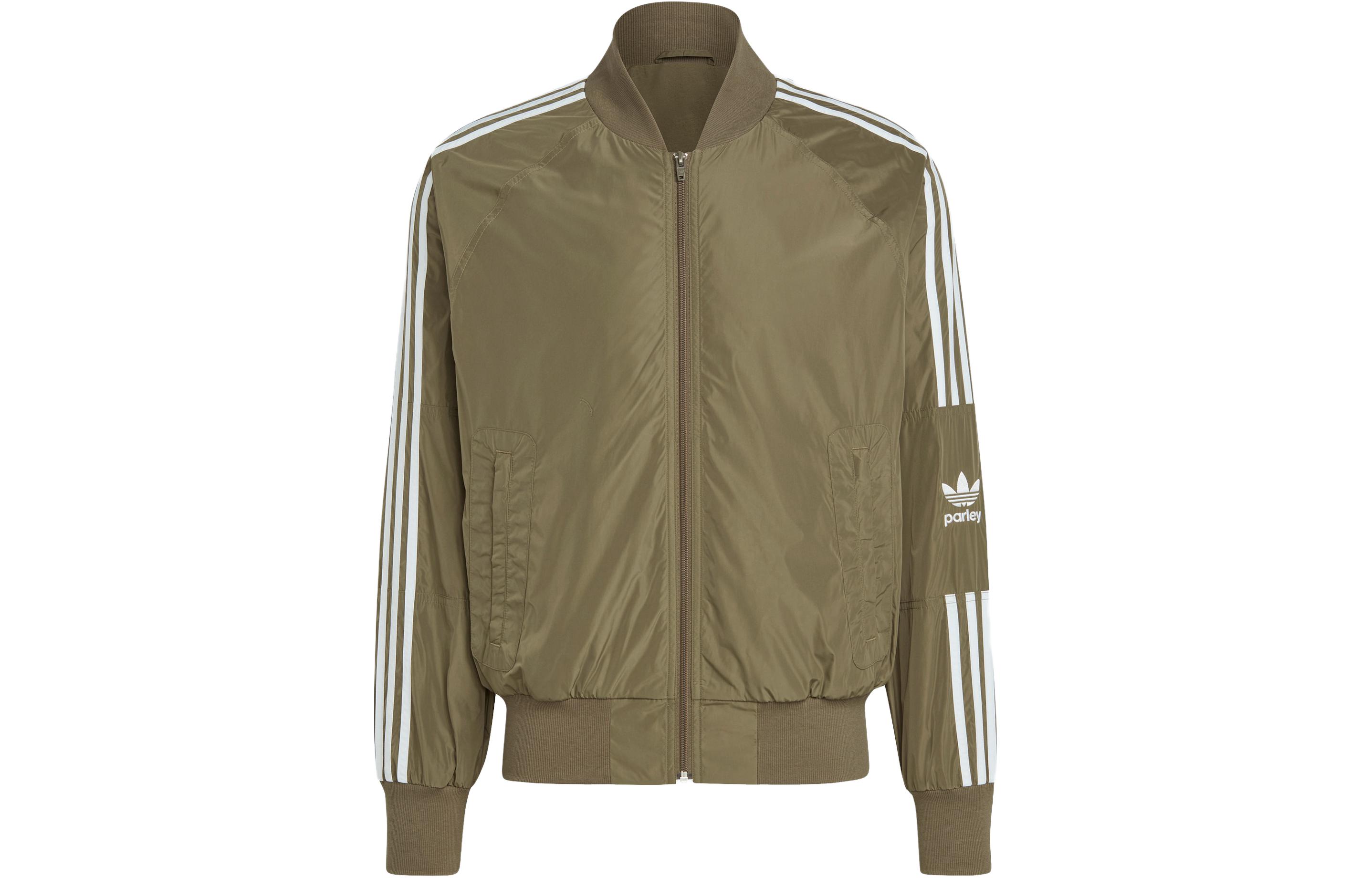 adidas Originals Adicolor Parley Logo Embroidered Track Jacket Olive Green Mens HS2089 圖 2