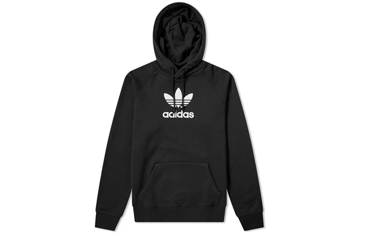 adidas Originals Adicolor Premium Hoodie Black Pullover with Chest Logo FM9913