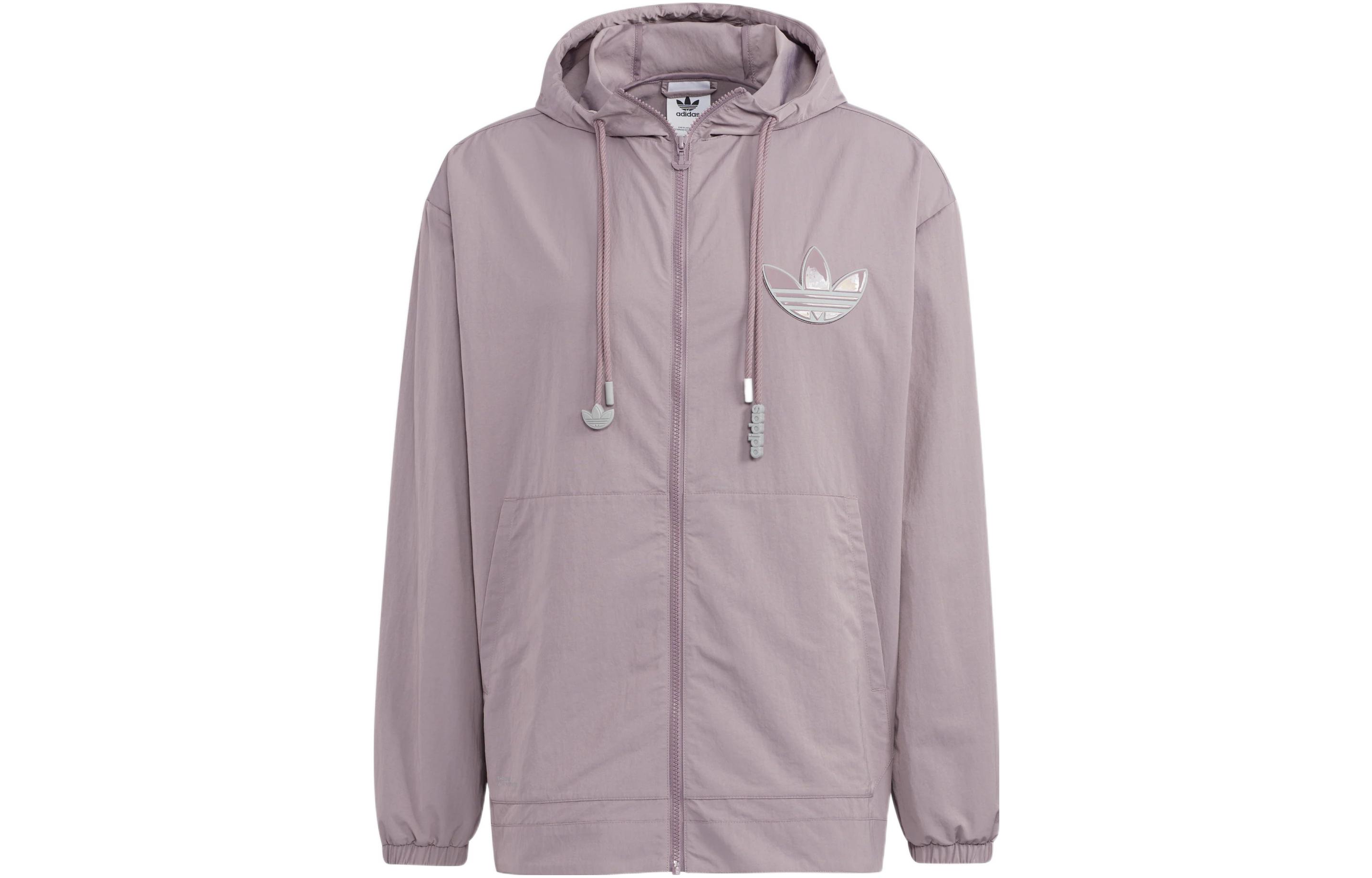 adidas Originals ADICOLOR Purple Logo Print Drawstring Hoodie Jacket HS2020