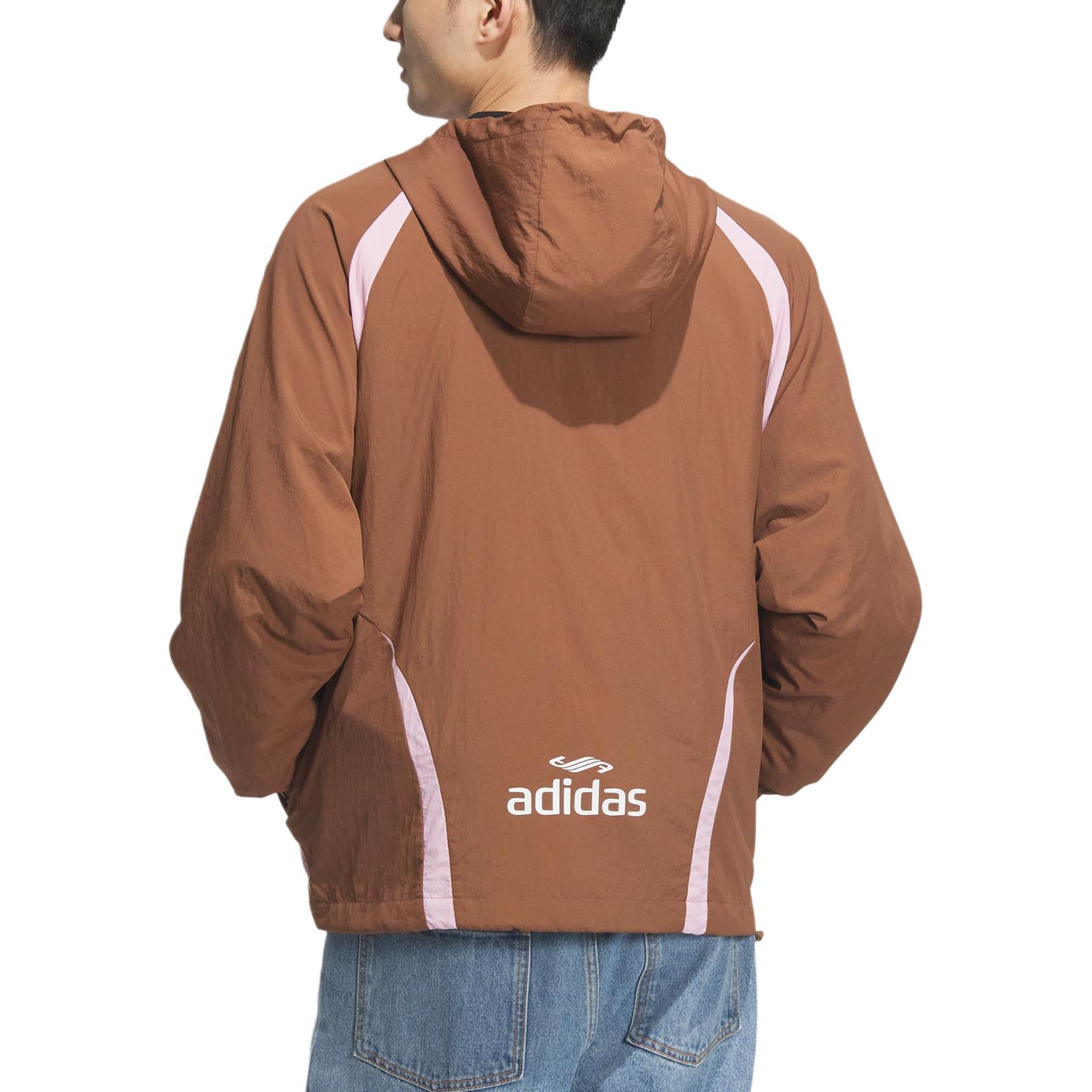 Lookbook 아디다스 오리지널 아디컬러 레트로 루즈핏 후드 재킷 - 다크 브라운 JL8359