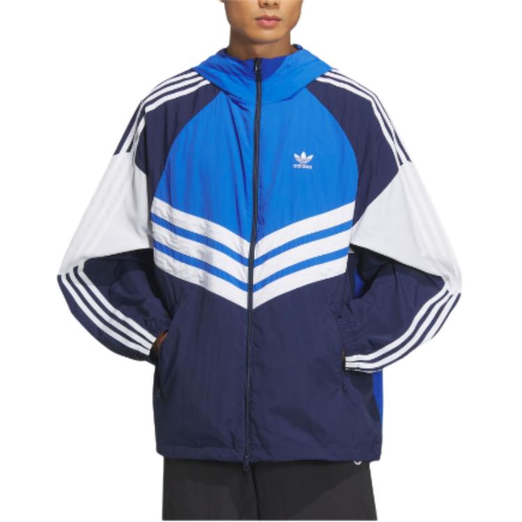 adidas Originals Adicolor Retro Track Jacket Blue/White Colorblock Hoodie JM7262 圖 3