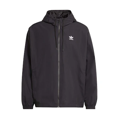 adidas Originals Adicolor Trefoil Logo Print Loose Fit Hoodie Jacket Black Mens IR9852
