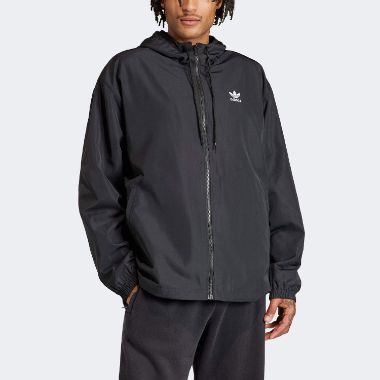 Lookbook アディダス オリジナルス アディカラー トレフォイル ロゴ ルーズフィット フーディージャケット ブラック メンズ IR9852