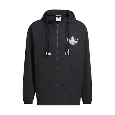 adidas Originals Adicolor Trefoil Logo Printed Hoodie Jacket Men’s Black HS2018