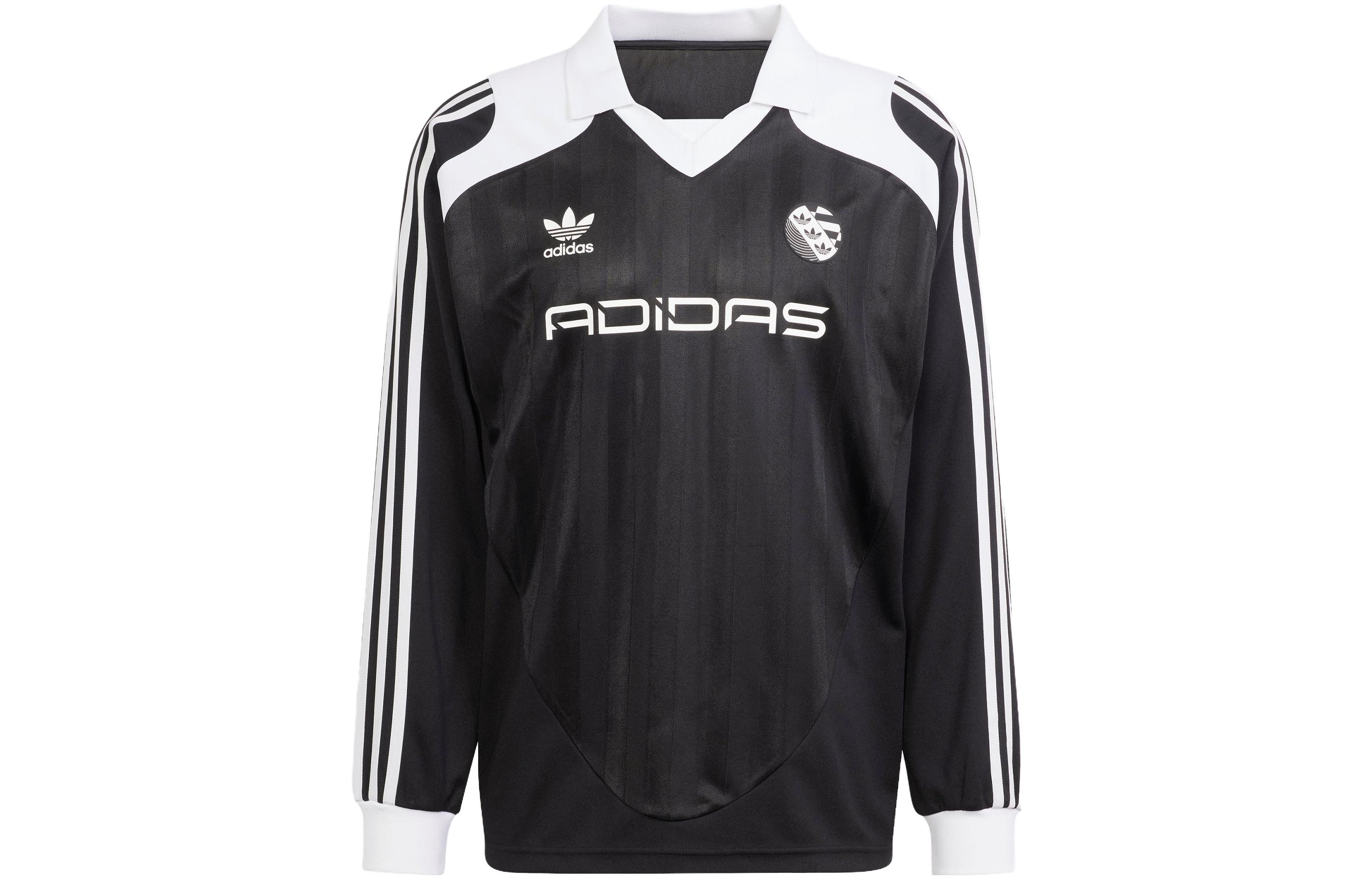 adidas Originals ADILENIUM Loose Fit Retro V-Neck Soccer Jersey Black Men. IW3642