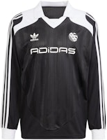 adidas Originals ADILENIUM Loose Fit Retro V-Neck Soccer Jersey Black Men. IW3642 adidas Originals ADILENIUM Loose Fit Retro V-Neck Soccer Jersey Black Men. IW3642