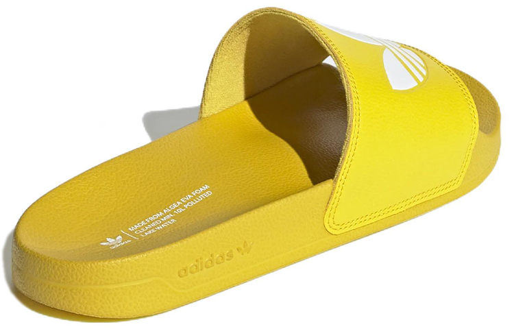 Shop 阿迪达斯三叶草 Adilette Lite 耐磨舒适黄色男女拖鞋 FX5908