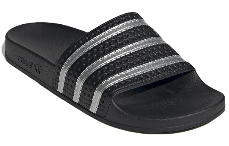 Lookbook 아디다스 오리지널 아딜렛 슬라이드 '블랙 실버' HQ3606