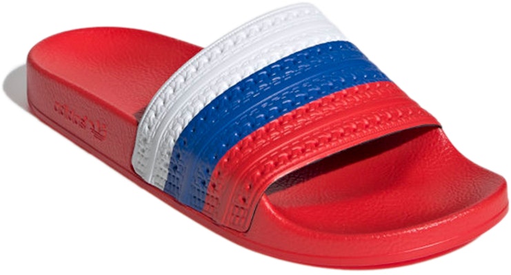 adidas Originals Adilette Slides 'Red White Blue' G55376 Lookbook adidas Originals Adilette Slides 'Red White Blue' G55376