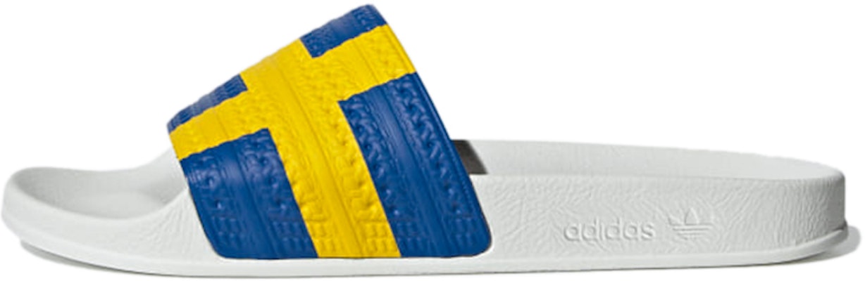 adidas Originals Adilette Slides 'White Blue Yellow' GW2557 Buy adidas Originals Adilette Slides 'White Blue Yellow' GW2557