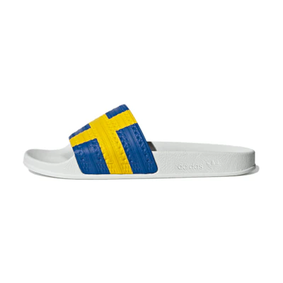 adidas Originals Adilette Slides 'White Blue Yellow'