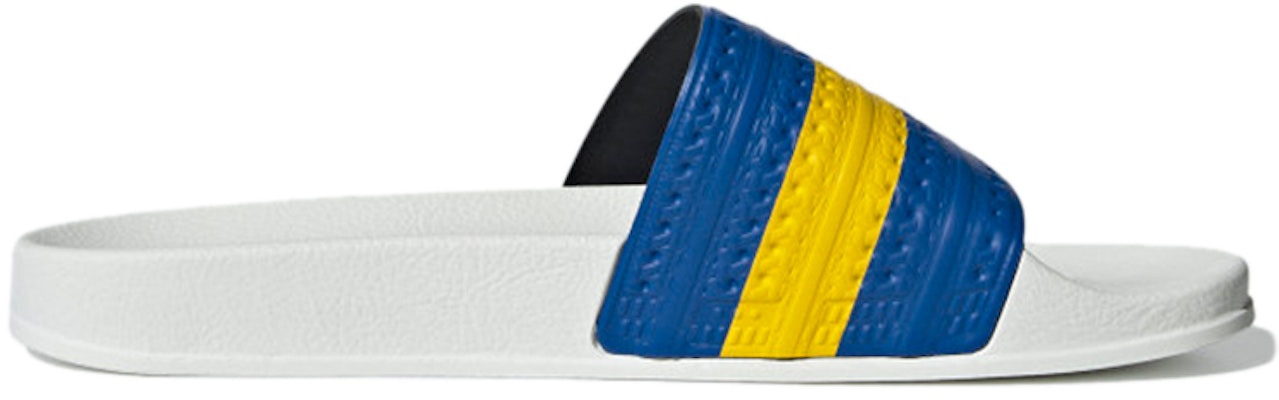 adidas Originals Adilette Slides 'White Blue Yellow' GW2557 Order adidas Originals Adilette Slides 'White Blue Yellow' GW2557