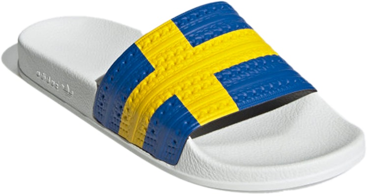 adidas Originals Adilette Slides 'White Blue Yellow' GW2557 Lookbook adidas Originals Adilette Slides 'White Blue Yellow' GW2557