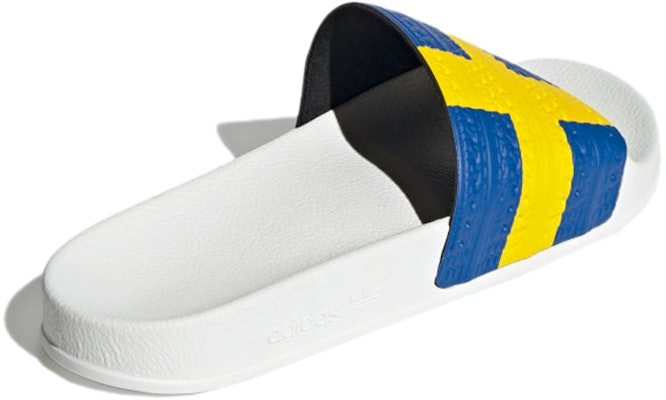 adidas Originals Adilette Slides 'White Blue Yellow' GW2557 Shop adidas Originals Adilette Slides 'White Blue Yellow' GW2557