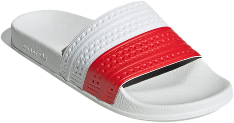 adidas Originals Adilette Slides 'White Red' GW2558 Lookbook adidas Originals Adilette Slides 'White Red' GW2558