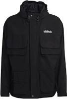 adidas Originals Adventure Black Logo Print Hooded Outdoor Utility Jacket Men HK4996 adidas Originals Adventure Black Logo Print Hooded Outdoor Utility Jacket Men HK4996