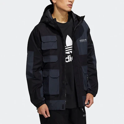 阿迪达斯Originals多口袋户外冒险连帽夹克黑色款 HC0353 Purchase 阿迪达斯Originals多口袋户外冒险连帽夹克黑色款 HC0353