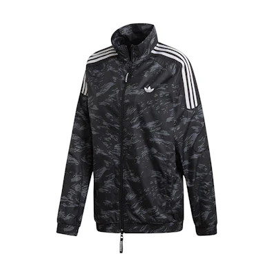 adidas Originals All-Over Logo Print Zip Jacket Unisex Black FI7154