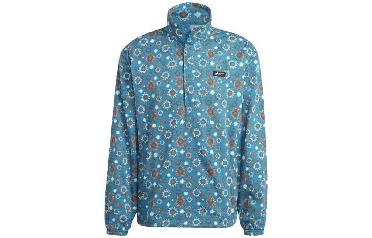 adidas Originals Allover Print Half-Zip Jacket Blue HR4273