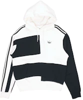 adidas Originals Asymm Block Hoodie Black White Colorblock Pullover ED5600 adidas Originals Asymm Block Hoodie Black White Colorblock Pullover ED5600