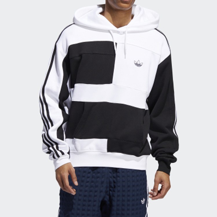 adidas Originals Asymm Block Hoodie Black White Colorblock Pullover ED5600 圖 4