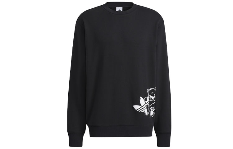 adidas Originals Bear Crew Black Sweatshirt with Bear Logo Graphic for Men HL4111