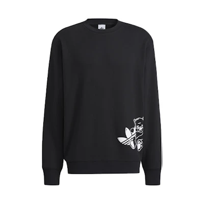 adidas Originals Bear Crew Black Sweatshirt with Bear Logo Graphic for Men HL4111