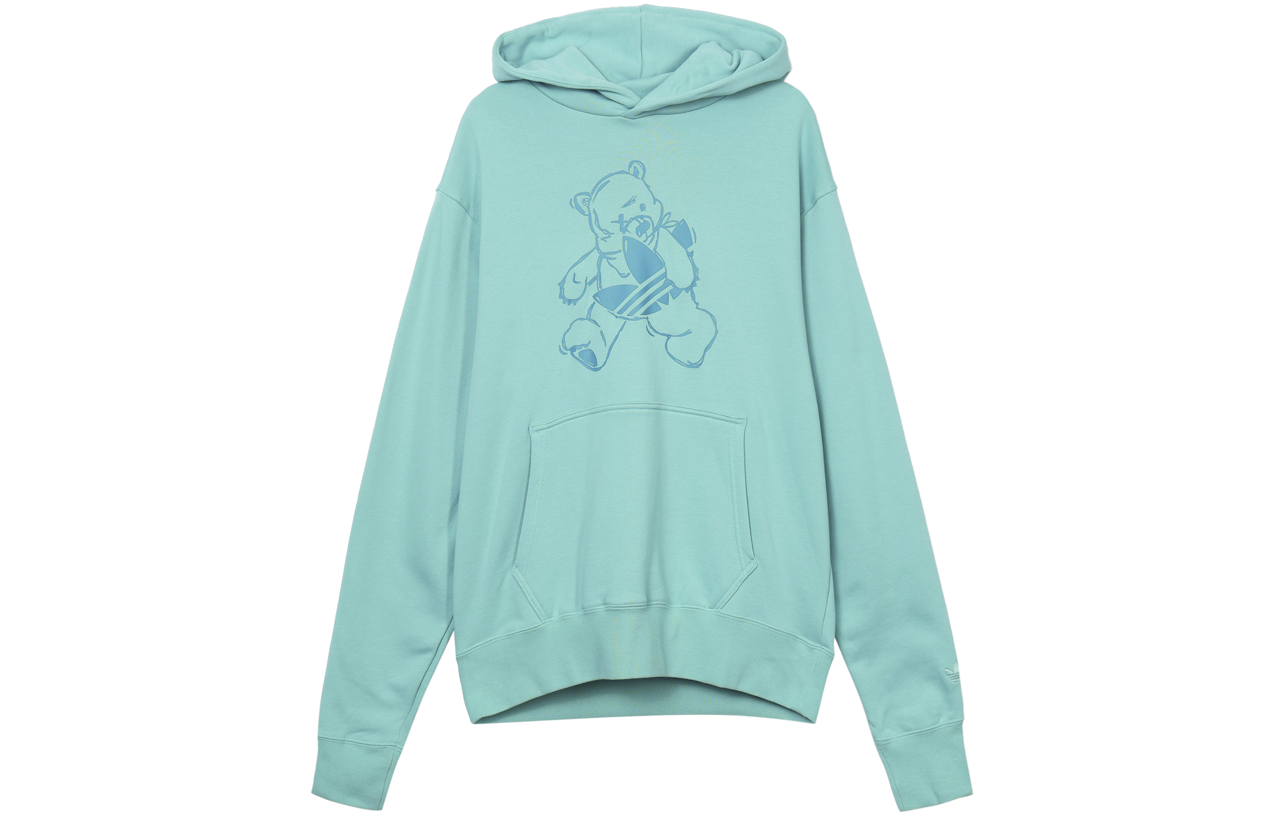 adidas Originals Bear Logo Hoodie Mint Blue Unisex Pullover HJ7822