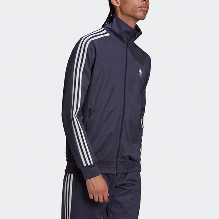 adidas Originals Beckenbauer Track Jacket Dark Gray Navy Striped Design HB9445 圖 4