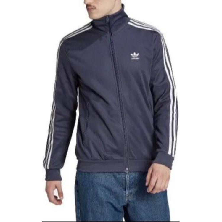 adidas Originals Beckenbauer Track Jacket Dark Gray Navy Striped Design HB9445 圖 6